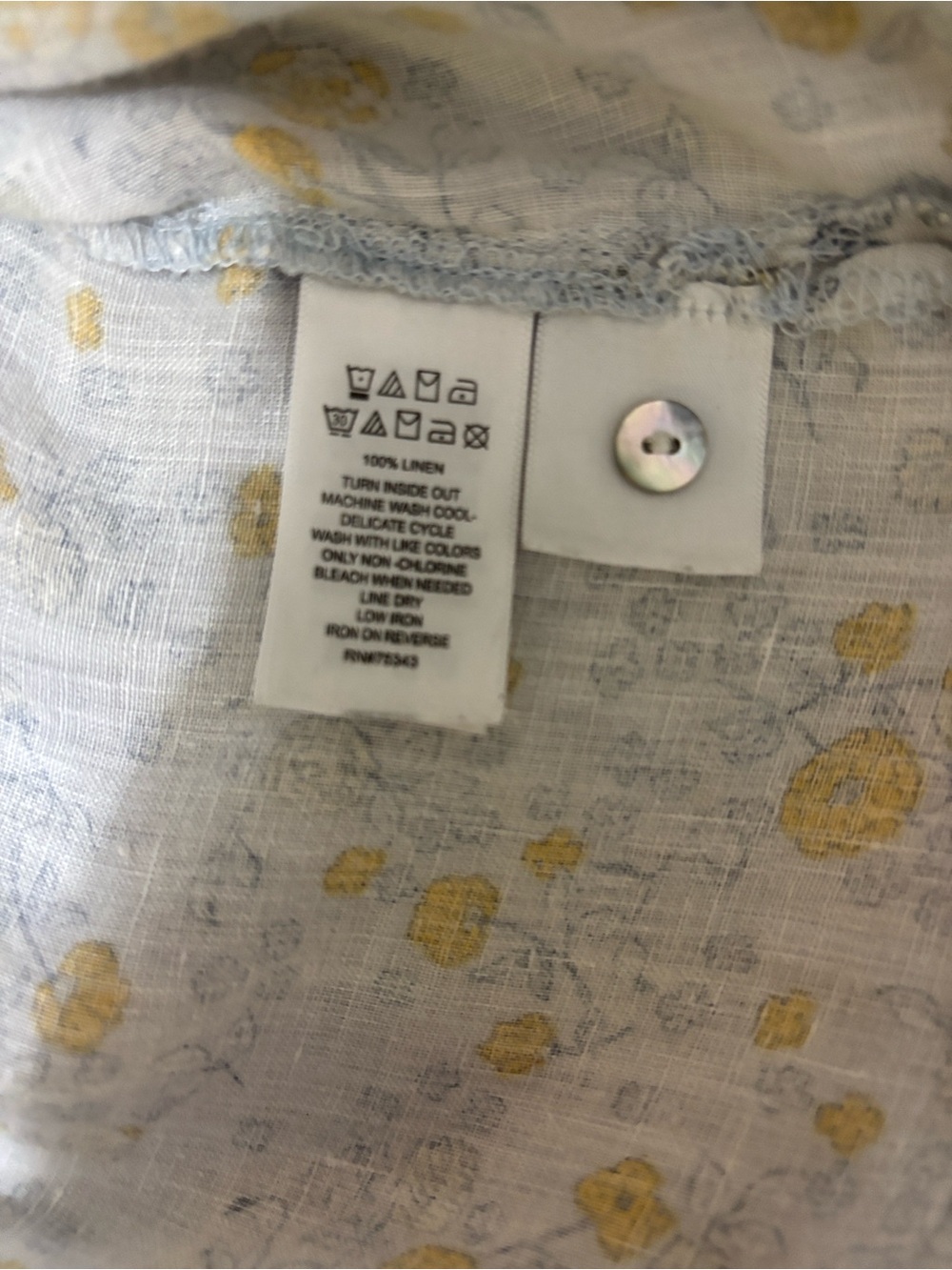 Rachel Zoe Light Blue Floral Short Sleeve Button-Up Blouse with Yellow Accents - Picture 5 of 9